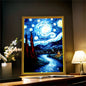 Van Gogh The Starry Night LED Light Up Painting Wall Art Oficina Bedroom Home Room Decor Friend Gifts