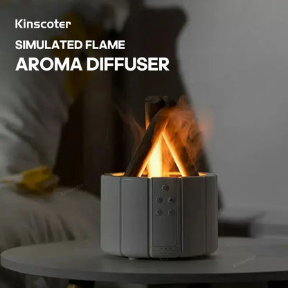 KINSCOTER Simulated Flame Aroma Diffuser Bonfire Air Humidifier Ultrasonic Cool Mist Maker Fogger LED Essential Oil Lamp Difusor